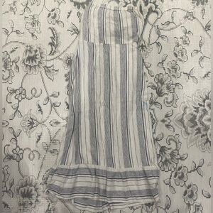 Soho Strapless Dress with Gray, Cream and Black Stripes